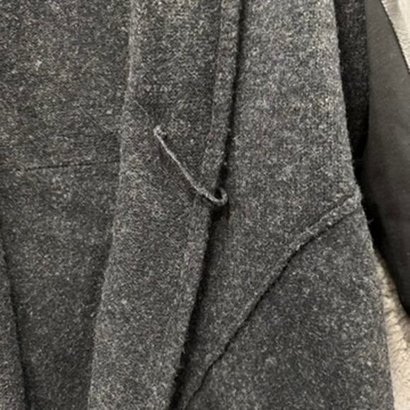 Eileen Fisher Large Open Front Jacket Wool Body and Leather on Sleeves Soft - Picture 6 of 15